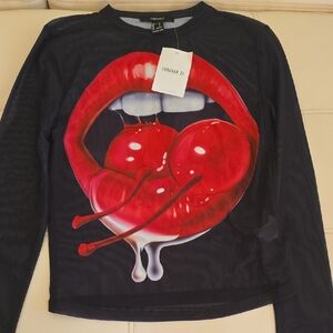 Forever 21 Black Tee with Red Graphic